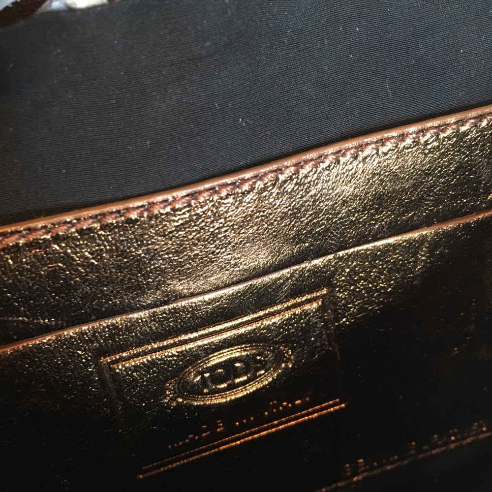 Tod’s Handbag Woven Leather Bronze Beige Small EUC - Picture 7 of 13